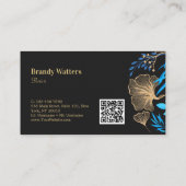 黒エレガント金ゴールド銀杏フローラフェミニン 名刺 (裏面)