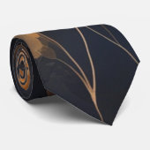 黒エレガント金ゴールド銅テラコッタフローラ ネクタイ (ロール)