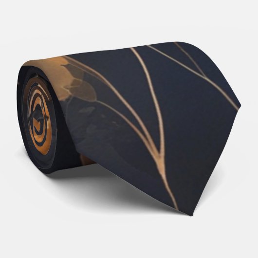 黒エレガント金ゴールド銅テラコッタフローラ ネクタイ (ロール)