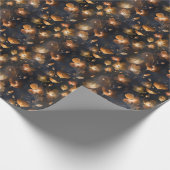 黒エレガント金ゴールド銅テラコッタフローラ ラッピングペーパー (角)