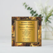 黒エレガント金ゴールド錆びた金属ルックバースデーパーティー 招待状 (スタンド正面)