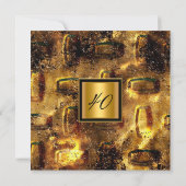 黒エレガント金ゴールド錆びた金属ルックバースデーパーティー 招待状 (裏面)