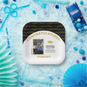 黒エレガント金ゴールド院写真 ペーパープレート (パーティー)