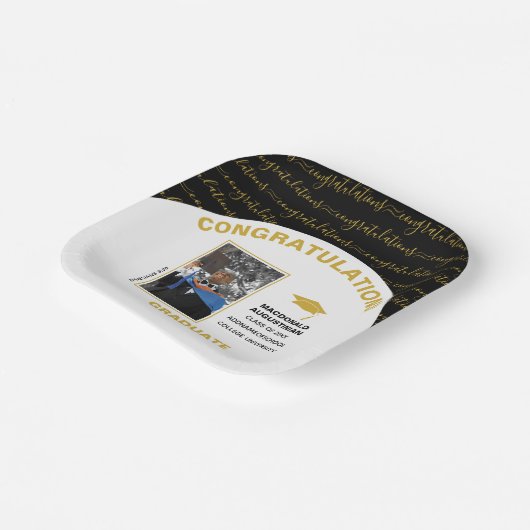 黒エレガント金ゴールド院写真 ペーパープレート (傾斜あり)