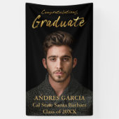 黒エレガント金ゴールド院縦写真 横断幕 (縦)