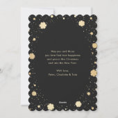 黒エレガント金ゴールド雪片リース写真 シーズンカード (裏面)