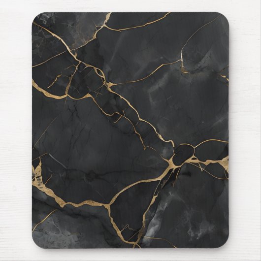 黒エレガント金ゴールド静脈オフィスマウスパッド マウスパッド (正面)