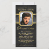 黒エレガント金ゴールド音符メモリアルありがとう サンキューカード (正面)