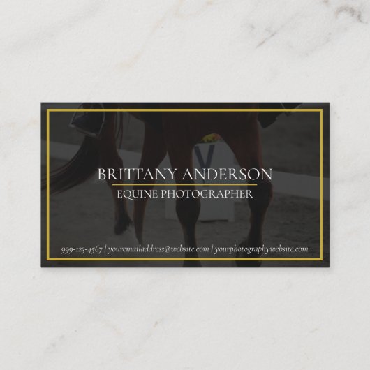 黒エレガント金ゴールド馬/馬術写真家 名刺 (正面)