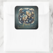 黒エレガント金ゴールド魚〔占星術の〕十二宮図サインピセス スクエアシール (バッグ)