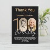 黒エレガント金ゴールド100誕生日 サンキューカード (スタンド正面)