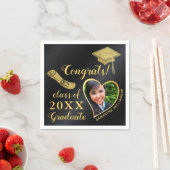 黒エレガント金ゴールド2025年写真卒業 スタンダードカクテルナプキン (インサイチュ)