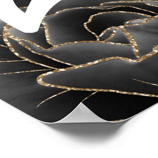 黒エレガント金ゴールド21歳の誕生日 ポスター (角)