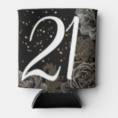 黒エレガント金ゴールド21歳の誕生日 缶クーラー (正面)