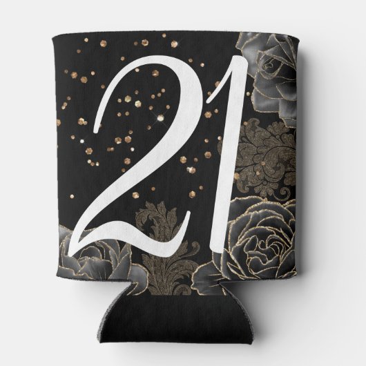 黒エレガント金ゴールド21歳の誕生日 缶クーラー (裏面)