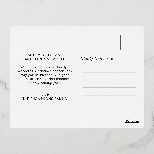 黒エレガント金ゴールド3枚フレーム付きコラージュ 箔シーズンポストカード (裏面)