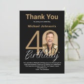 黒エレガント金ゴールド40歳の誕生日 サンキューカード (スタンド正面)