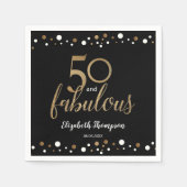 黒エレガント金ゴールド50と素晴らしいバースデーカスタムタ スタンダードカクテルナプキン (正面)