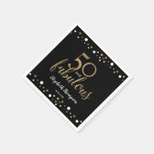 黒エレガント金ゴールド50と素晴らしいバースデーカスタムタ スタンダードカクテルナプキン (角)