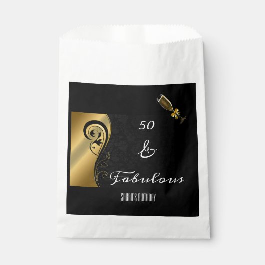 黒エレガント金ゴールド50と素晴らしい誕生日 フェイバーバッグ (正面)