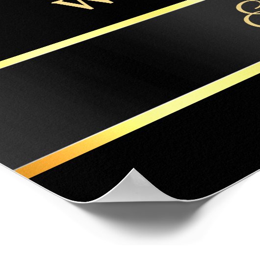 黒エレガント金ゴールド50周年結婚ポスター ポスター (角)