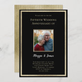 黒エレガント金ゴールド50周年記念写真 招待状 (正面/裏面)