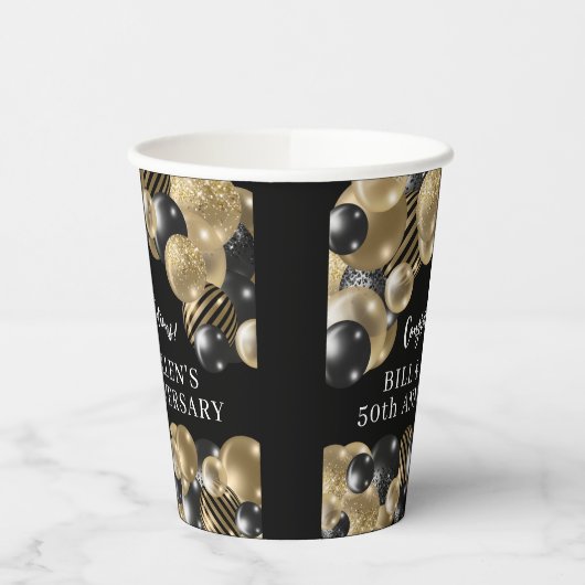 黒エレガント金ゴールド50周年記念 紙コップ (左)