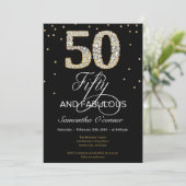 黒エレガント金ゴールド50歳 招待状 (スタンド正面)