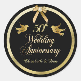 黒エレガント金ゴールド50結婚周年 ラウンドシール