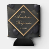 黒エレガント金ゴールド50誕生日スタイリッシュカスタム 缶クーラー (裏面)