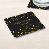 黒エレガント金ゴールド50誕生日 スクエアペーパーコースター (アングル)
