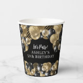 黒エレガント金ゴールド50誕生日 紙コップ (正面)