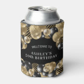 黒エレガント金ゴールド50th誕生日パーティー 缶クーラー (缶正面)