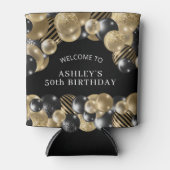 黒エレガント金ゴールド50th誕生日パーティー 缶クーラー (正面)