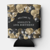 黒エレガント金ゴールド50th誕生日パーティー 缶クーラー (裏面)