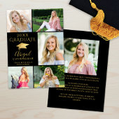 黒エレガント金ゴールド6写真部卒業 案内状