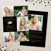 黒エレガント金ゴールド6写真部卒業 案内状