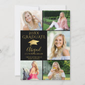 黒エレガント金ゴールド6写真部卒業 案内状 (正面)