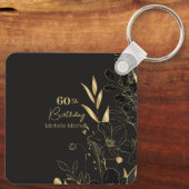 黒エレガント金ゴールド60カスタムth誕生日任意の年齢 キーホルダー (裏面)