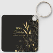 黒エレガント金ゴールド60カスタムth誕生日任意の年齢 キーホルダー (裏面)