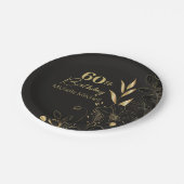 黒エレガント金ゴールド60カスタムth誕生日任意の年齢 ペーパープレート (アングル)