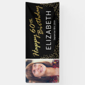 黒エレガント金ゴールド60番目の誕生日写真 横断幕 (縦)