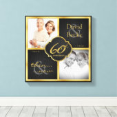 黒エレガント金ゴールド60結婚周年 キャンバスプリント (インサイチュ (ウッドフロア))