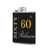 黒エレガント金ゴールド60誕生日カスタム フラスク (左)