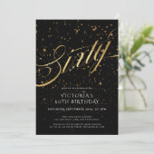 黒エレガント金ゴールド60誕生日 招待状 (スタンド正面)