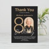 黒エレガント金ゴールド80誕生日 サンキューカード (スタンド正面)