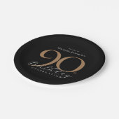 黒エレガント金ゴールド90th誕生日パーティー ペーパープレート (アングル)