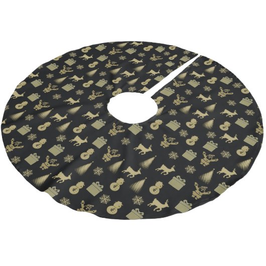 黒エレガント金ゴールド ブラッシュドポリエステルツリースカート (アングル)