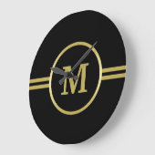 黒エレガント金ゴールド ラージ壁時計 (傾斜)