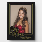 黒エレガント金ゴールドMis Quince Quinceanera写真 フォトプラーク (正面)